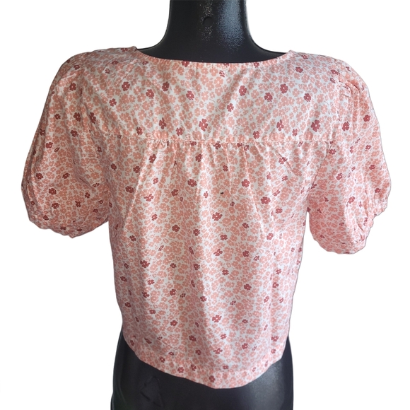 Levi's Simone Short Puff Sleeve Floral Cropped Blouse XL - Picture 7 of 7